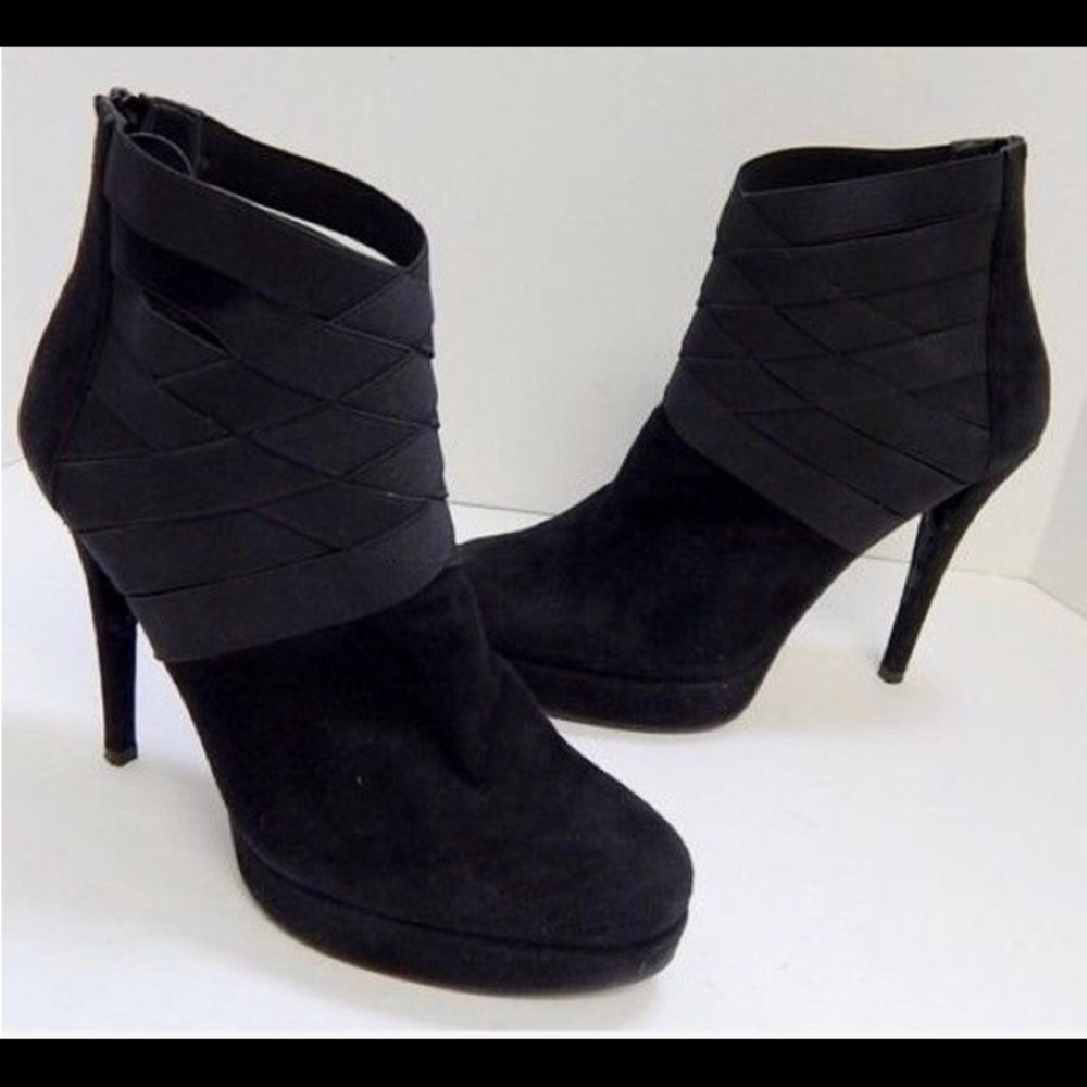 Stuart Weitzman black suede booties w/ elastic